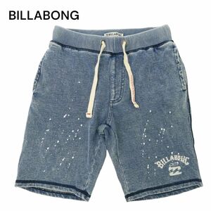 BILLABONG ビラボン 春夏 ペイント加工★ ロゴプリント スウェット イージー デニム ショート パンツ ジーンズ Sz.M　メンズ　C4B02499_6#P