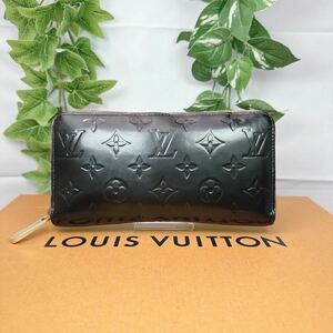 1円 LOUIS VUITTON ルイヴィトン 長財布 ラウンドファスナー ヴェルニ ジッピーウォレット シリアル CA3102 男女兼用 ブラック