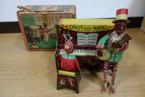 ハムアンドサム HAM&SAM ブリキ 完動品 レトロ ビンテージ アンティーク 米国製 1921 The Minstrel Team Tin Windup Band by STRAUSS N.Y.