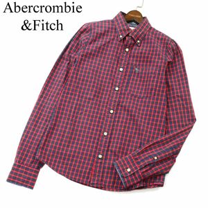 Abercrombie&Fitch アバクロンビー＆フィッチ 通年 トナカイ刺繍★ 長袖 ボタンダウン チェック シャツ Sz.M　メンズ　A3T00127_1#C