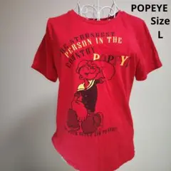 【人気☆オシャレ☆POPEYE】赤　ポパイプリントTシャツ　サイズL