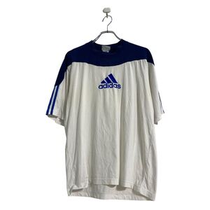 adidas 半袖 ロゴ Tシャツ M ホワイト ネイビー アディダス スポーツ 古着卸 アメリカ仕入 a607-5671