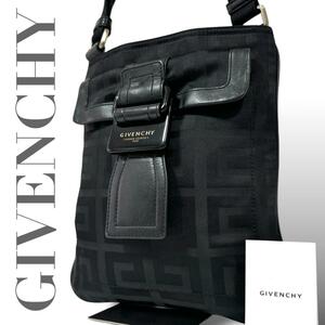 GIVENCHY ジバンシー　ショルダーバッグ　斜め掛け　モノグラム　総柄　ロゴ　ボディバッグ　黒