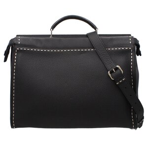 ★H2137 超美品 フェンディ セレリア レザー 2WAY ビジネスバッグ ブリーフケース 7VA388 ブラック シルバー金具 FENDI メンズ★