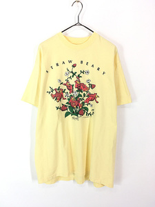 レディース 古着 90s T-AMERICAN 「STRAW BEARY」 いちご ストロベリー くま ベア プリント Tシャツ L 古着