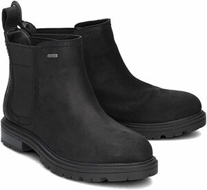 送料無料 Clarks 25cm チェルシー ブーツ GTX ゴアテック 防水 レザー ブラック サイドゴア ワーク パンプス スニーカー AAA1112