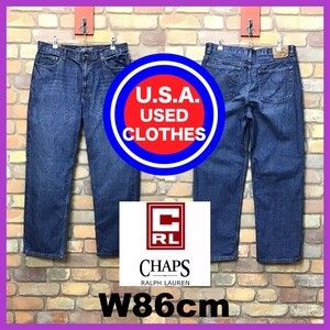 BP3-193★W86センチ位★USA古着★エジプト製【CHAPS DENIM】ストレート デニム【W34 メンズ L】ブルー アメカジ ラルフローレン リラックス