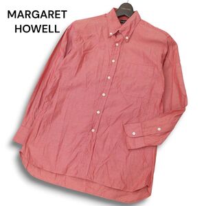 MARGARET HOWELL マーガレットハウエル 通年 長袖 ボタンダウン カラー シャツ Sz.S　メンズ 赤 日本製　C4T08239_9#C