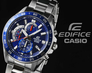 最後1本 カシオ逆輸入EDIFICE 新品1円 エディフィス欧米モデル精悍 サファイヤブルー 100m防水 クロノグラフ 腕時計 CASIO メンズ 本物