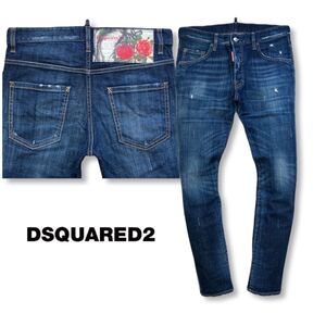 送料無料 デカカラーパッチ 19AW Dsquared2 ディースクエアード SKATER JEAN S71LB0602 スケーター ストレッチ デニム 46