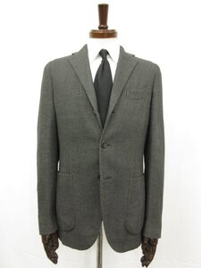 HH美品【ボリオリ BOGLIOLI】R3302J K.JACKET カシミア混 3ボタン段返り 織柄 アンコンジャケット (メンズ) 44 グレー系 伊製 □17MJ9495□