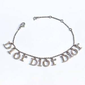 Dior ディオール ロゴ モチーフ ラインストーン ブレスレット GP シルバーカラー レディース アクセサリー 希少　