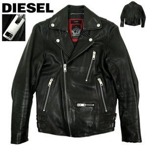 【B2904】【美品】DIESEL ディーゼル ダブルライダースジャケット レザージャケット バイクウエア ラムレザー サイズXS