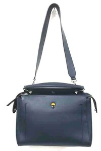 【中古】FENDI フェンディ　バッグ 8BN293　ネイビー/イエロー　レザー　バッグ レディース