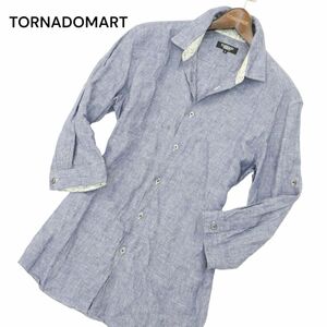 TORNADOMART トルネードマート 春夏 7分袖 【麻 リネン100%★】 シャンブレー シャツ Sz.M　メンズ 日本製　C4T06660_7#A