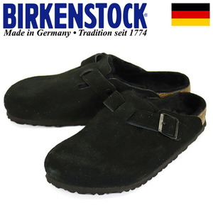 BIRKENSTOCK (ビルケンシュトック) 0259881 BOSTON SHEARLING ボストンシアリング スエードレザーサンダル BLACK レギュラー幅 BI221 42-約