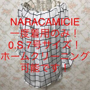 ★NARACAMICIE/ナラカミーチェ★一度着用のみ★小さいサイズ！七分袖カットソー0(S.7号)チェック