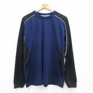 XL/古着 リー Lee 長袖 ビンテージ Tシャツ メンズ 00s 無地 大きいサイズ クルーネック 紺他 ネイビー 24aug21 中古