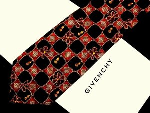 ♪4816D♪状態並品【花 植物 格子 柄】ジバンシー【GIVENCHY】ネクタイ