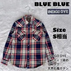 BLUE BLUE✨INDIGO DYE ウエスタンシャツ　天然石風ボタン