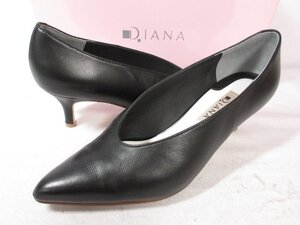 美品 【DIANA ダイアナ】 レザー ポインテッドトゥ パンプス 婦人靴 (レディース) size23 ブラック □30LZ4746□