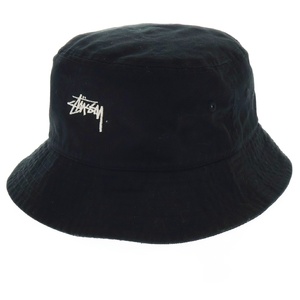 STUSSY ステューシー STOCK BUCKET HAT ロゴ刺繍 バケットハット 帽子 ブラック 1321023