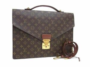 1円 LOUIS VUITTON ルイヴィトン M53338 モノグラム ポルトドキュマン バンドリエール 2WAY ビジネスバッグ ショルダー ブラウン系 FE4450