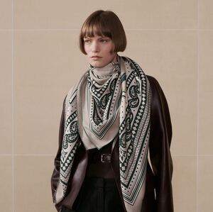 HERMES カシミアシルク ストール 四輪馬車の車輪 バンダナ 新品 エルメス　スカーフ　新作　24aw