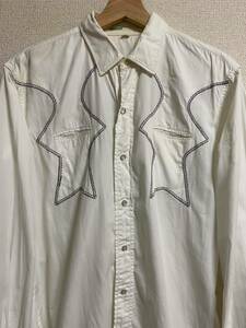 1960s ビンテージ　ウエスタンシャツ　コットン　USA 50s ロカビリー　白　レア　長袖シャツ 70s HbarC