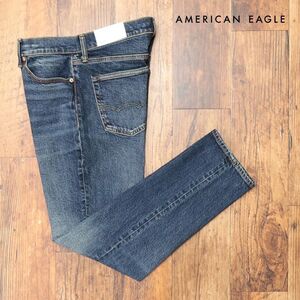 AMERICAN EAGLE/34インチ/美脚デニムパンツ 0116-6741 グーンと伸縮 ウォッシュ ヴィンテージ お洒落 新品/青/ブルー/ih269/