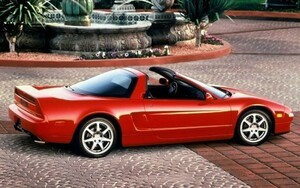 ホンダ アキュラ NSX-T コンバーチブル 赤 1990年 絵画風 壁紙ポスター 特大ワイド版921×576mm（はがせるシール式）004W1