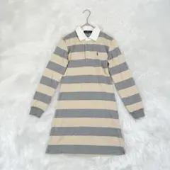 RALPH LAUREN 子供 キッズ 長袖 ワンピース ボーダー ロゴ 150