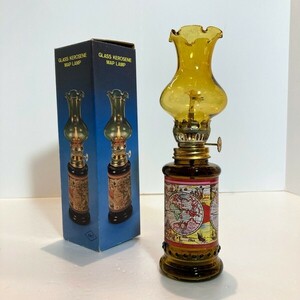 【未使用 / 即決】 オイルランプ GLASS KEROSENE MAP LAMP 灯油ランプ 昭和レトロ アンティーク調 1991年製 11230-2