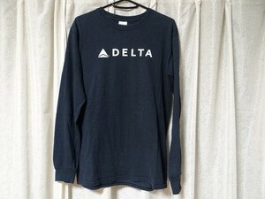 希少 非売品 デルタ航空 DELTA COOL YOUR JETS 飛行機 海外旅行 長袖Tシャツ Sサイズ