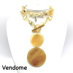 VENDOME｜ヴァンドーム ネックレス【アクティ】バッファローホーン チェーン 大ぶり ラウンド 水牛 ヴィンテージ アクセサリー ac1123