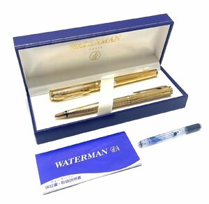 【UD1824ST】WATERMAN ウォーターマン 万年筆 ペン先 18K 750 刻印 ボールペン セット 万年筆用インク・ケース有 筆記用具 ※ネーム入り