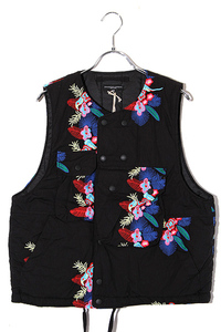 未使用品 24AW エンジニアードガーメンツ SIZE:XS Cover Vest Cotton Floral Embroidery Sheeting カバーベスト 刺繍 BLACK ブラック /●