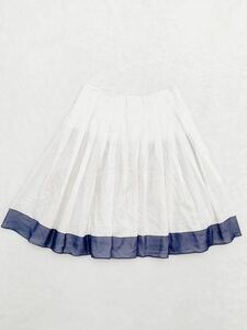 PRADA イタリア製プリーツスカート size40 プラダ ふんわり ボリューム チュール ピュアホワイト ブルー