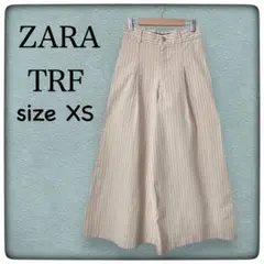 ZARA TRF ガウチョパンツ XS ベージュ ストライプ ザラ トラファ