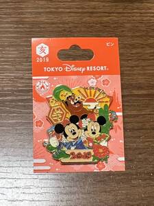 TDR お正月 亥年 ニューイヤー ミッキー &ミニー ピンバッジ