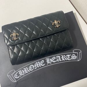 ★正規品★未使用★CHROME HEARTS(クロムハーツ)/ロングウォレット/長財布/クラッチバッグ/キルティングレザー/ブラック