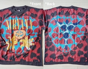 ★［ L ］「NIRVANA *Heart Shaped Box Kurt Cobain ニルヴァーナ カートコバーン バンド ビンテージスタイル プリントTシャツ」新品