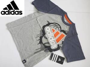 新品 adidas　アディダス★グレー×オレンジ　半袖　Ｔシャツ　4…100相当