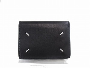 1円　良品　Maison Margiela 11 メゾン マルジェラ　★　ミニ財布　カードサイズ　かぶせ　財布　★　ブラック　レザー　601