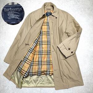 希少 美品●BURBERRY バーバリー ノバチェック ダウンライナー付き 2way ステンカラーコート ジャケット ベージュ メンズ 通勤 L