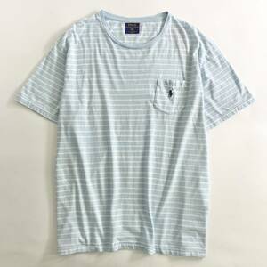 If25《新品未使用》大きいサイズ POLO RALPH LAUREN ポロラルフローレン ポケットTシャツ 半袖カットソー ボーダー柄 XXL メンズ紳士服