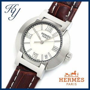 1円～ 磨き済み 本物 人気 HERMES エルメス ノマード NO1.210 革ベルト シルバー レディース 時計