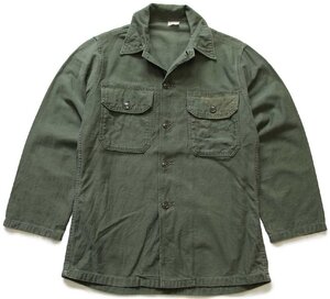 ★60s 米軍 USMC ステンシル コットンサテン ユーティリティシャツ オリーブグリーン★ビンテージ ミリタリー MARINE CORPS ARMY