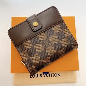  H957【ほぼ極美品】LOUIS VUITTON ルイヴィトン ダミエ コンパクトジップ ラウンドファスナー 二つ折り財布 ウォレット N61668