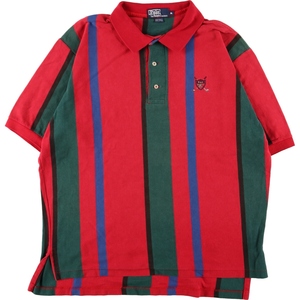 古着 90年代 ラルフローレン Ralph Lauren POLO by Ralph Lauren 半袖 ストライプ マルチストライプ ポロシャツ メンズXL /eaa351845